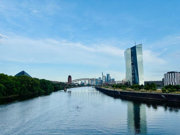 Frankfurter Skyline über Feldern bei Ober-Erlenbach