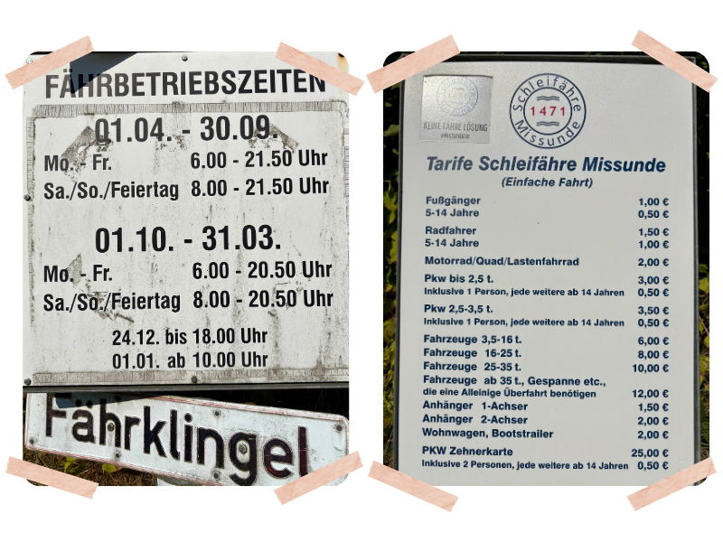 Fährzeiten und Preise der Missunde-Fähre über die Schlei
