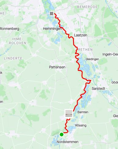Route auf der Leine von der Marienburg nach Hannover
