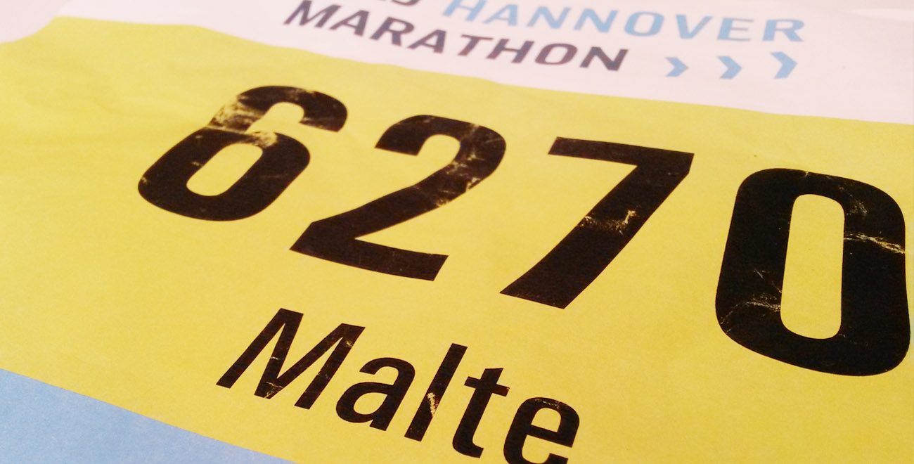 Startnummer von Malte Hempel beim HAJ Halbmarathon Hannover 2015